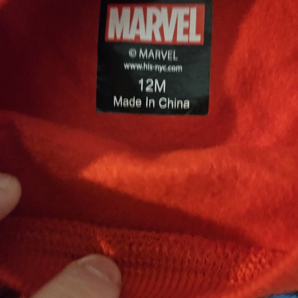MARVEL SPIDERMAN BABY SWEATSHIRT: RED: NEW WITH TAGS: SIZE 12 MTH